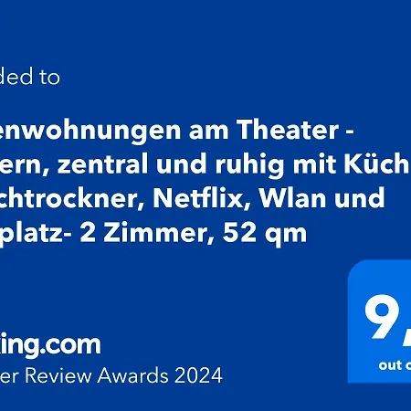 Am Theater - Modern, Zentral Und Ruhig Mit Kueche, Waschtrockner, Netflix, Wlan Und Parkplatz- 2 Zimmer, 52 Qm